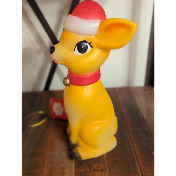 11" Blow Mold Tabletop Reindeer Christmas Deer/LIGHTS UP - Picture 4 of 8